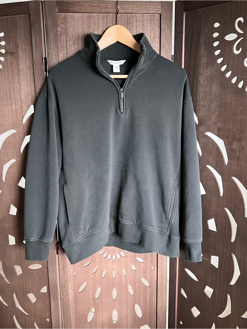 Athleta Olive Green Women's Quarter-Zip Pullover Sweatshirt